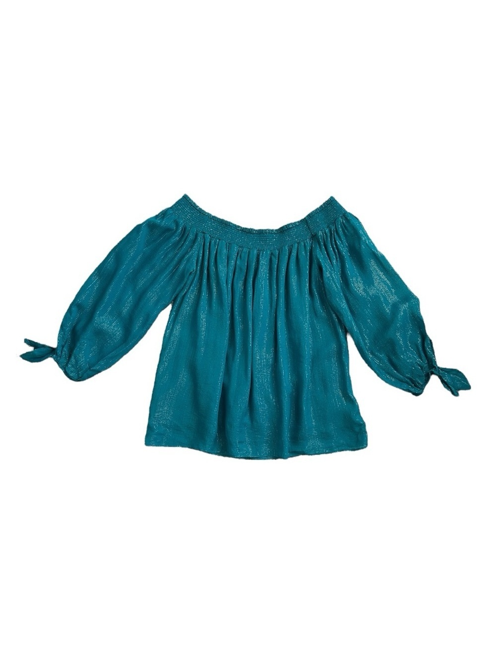 Lilly Pulitzer Off The Shoulder Teal and Gold Top